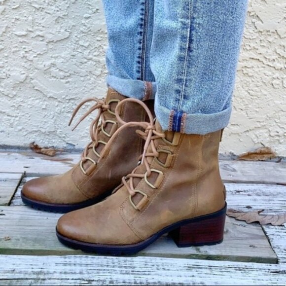 Sorel Cate Lace Up Waterproof Leather Boots Size 9 - Picture 2 of 8